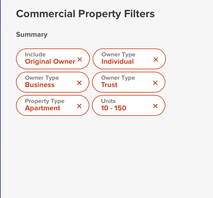Filters to find deals
